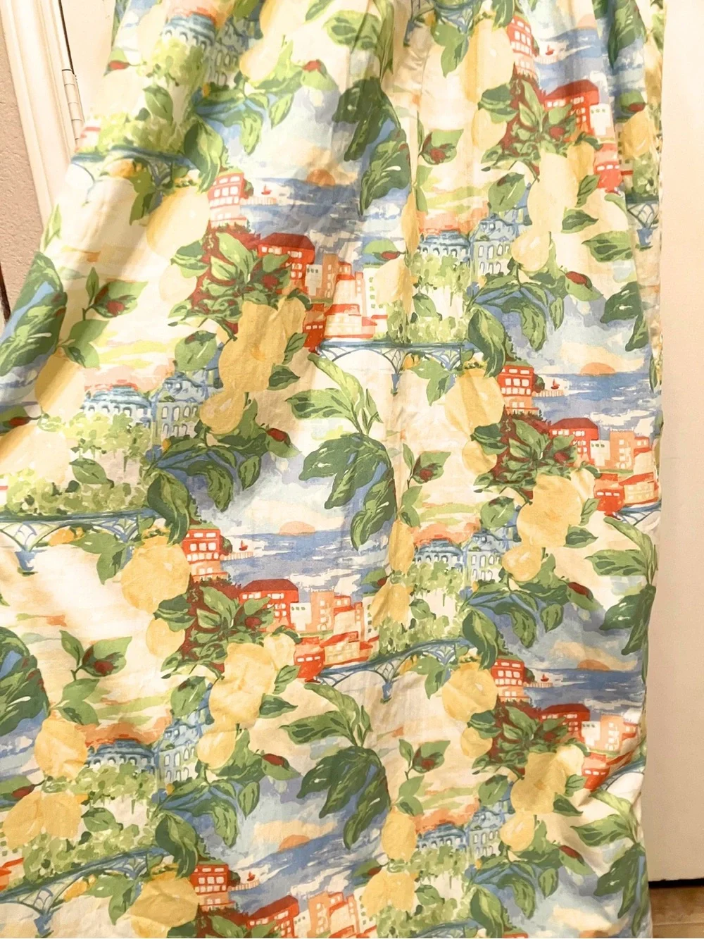 Abercrombie & Fitch Sweetheart Babydoll Maxi Dress Beach Lemon Print S